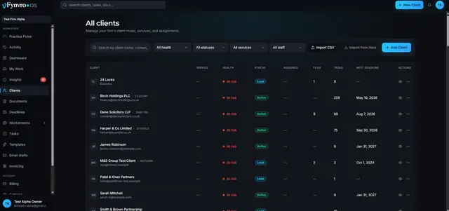 Fynvro OS production screen
