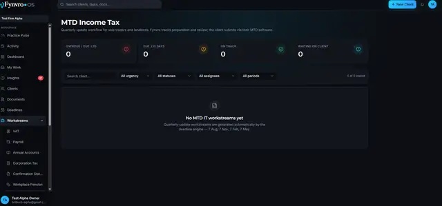Fynvro OS production screen