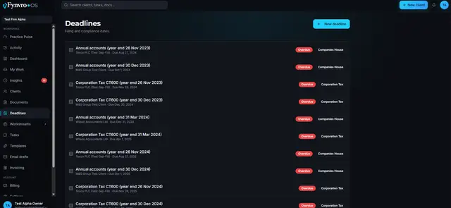 Fynvro OS production screen