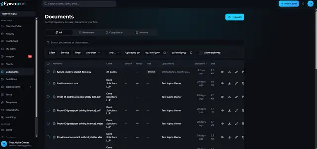 Fynvro OS production screen